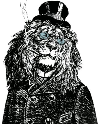 Sir Lion Head Blue Glasses